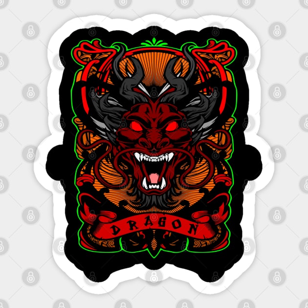 Lucky Dragon Sticker by Lifeline/BoneheadZ Apparel